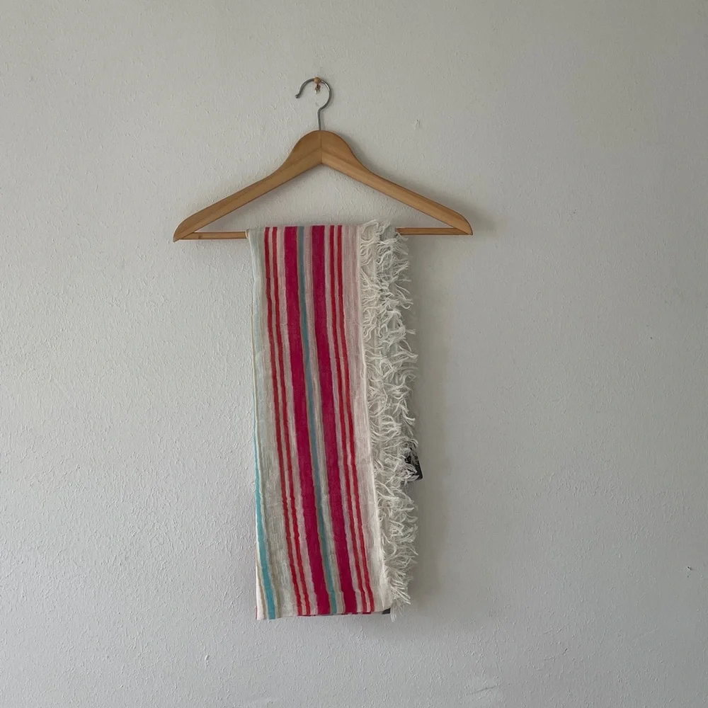 Pistil Malia Scarf Poppy Lightweight Cotton Stripe Fringe Wrap